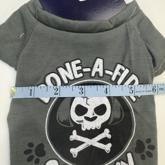 Bone-A-Fide Spooky Novelty Pet Halloween Tee Small Gray Skull Dog Costume NEW - Picture 8 of 8